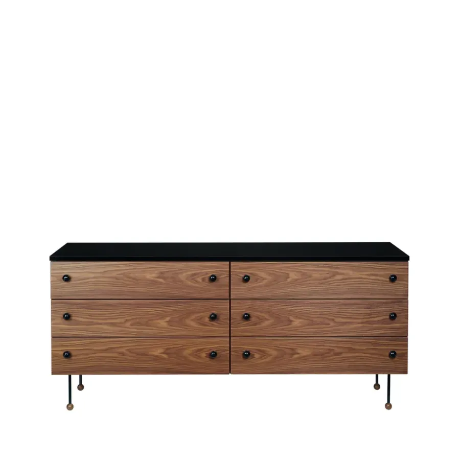 GUBI 62 Dresser ladekast, american walnut, 6 lades< Ladekasten & Ladeblokken