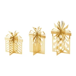 Georg Jensen 2025 kerstversiering voor op tafel, kerstcadeau, 3 delen, Goudkleurig roestvrij staal< Kerstdecoraties
