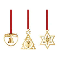 Georg Jensen 2024 miniatuurmobiel 3-delig, Verguld< Kerstdecoraties