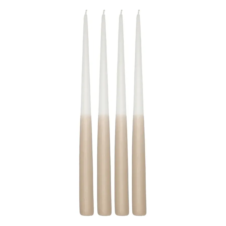 Scandi Essentials Affinity dinerkaars tweekleurig 4-pack 32cm, White-sand< Kaarsen