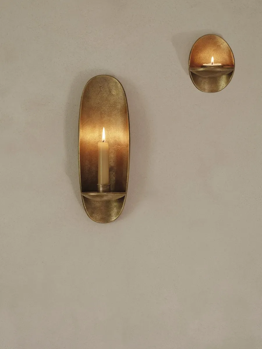 Ferm Living Agapé wandkandelaar, Brass finish< Kandelaars
