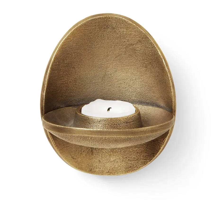 Ferm Living Agapé waxinelichtjeshouder wand, Brass finish< Kaarsenhouders & Kaarsenborden