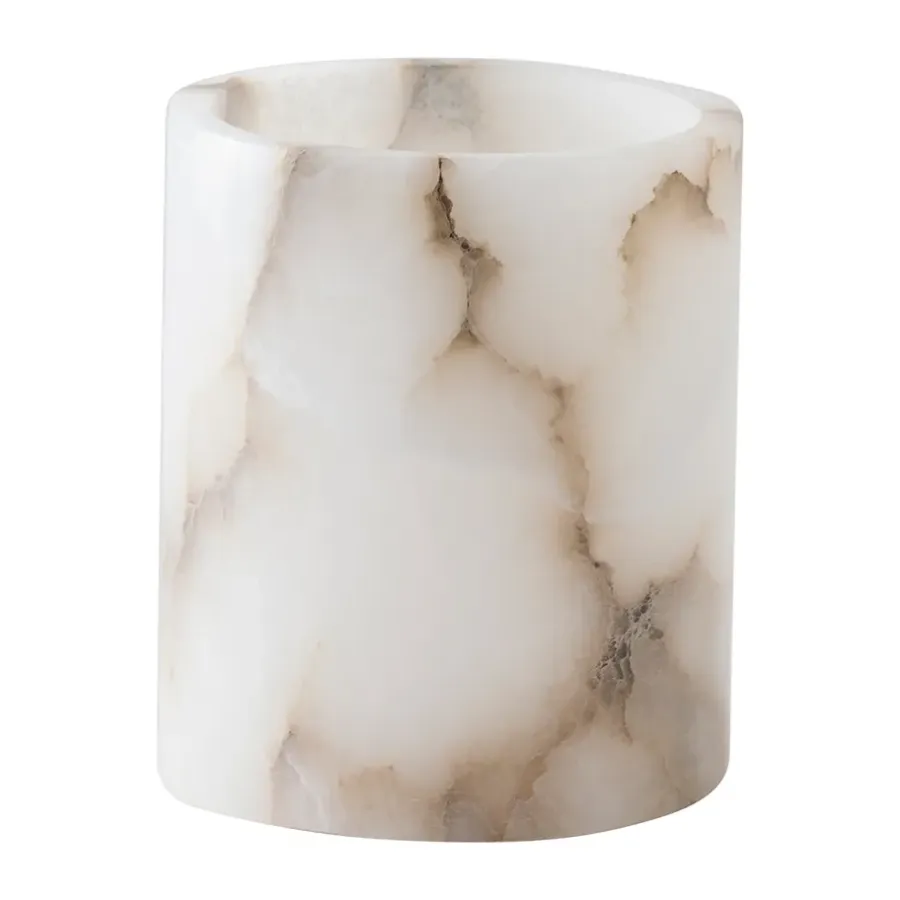 Tell Me More Alabaster sfeerlicht, Wit-beige, M 14 cm< Kaarsenhouders & Kaarsenborden