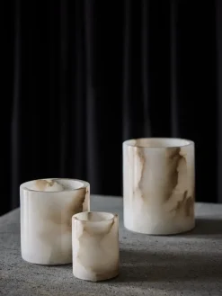 Tell Me More Alabaster sfeerlicht, Wit-beige, M 14 cm< Kaarsenhouders & Kaarsenborden