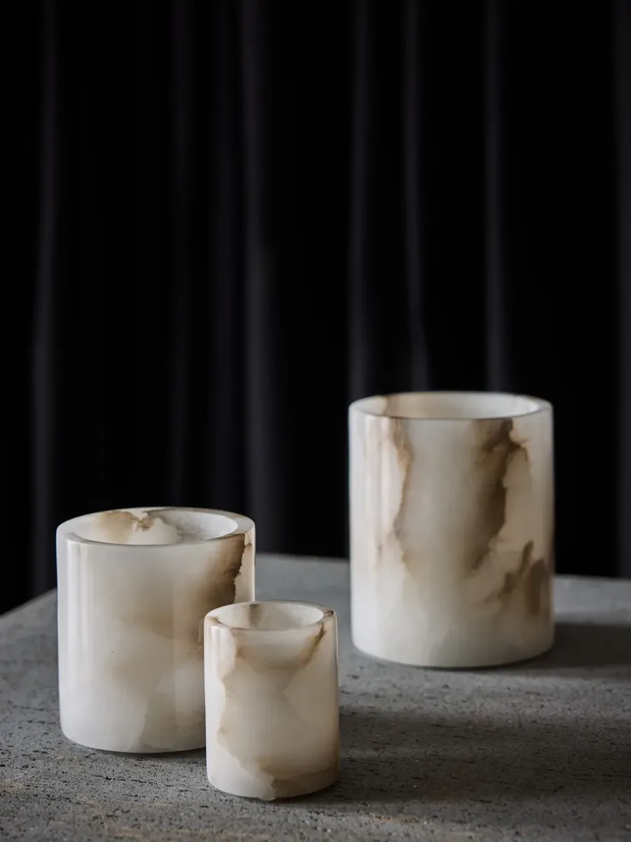 Tell Me More Alabaster sfeerlicht, Wit-beige, M 14 cm< Kaarsenhouders & Kaarsenborden