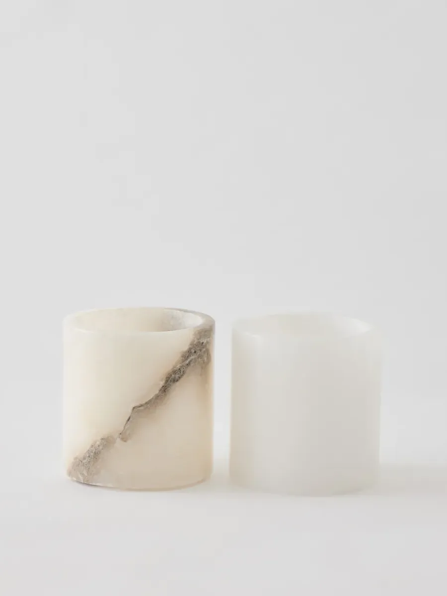 Tell Me More Alabaster sfeerlicht, Wit-beige, S 10 cm< Kaarsenhouders & Kaarsenborden