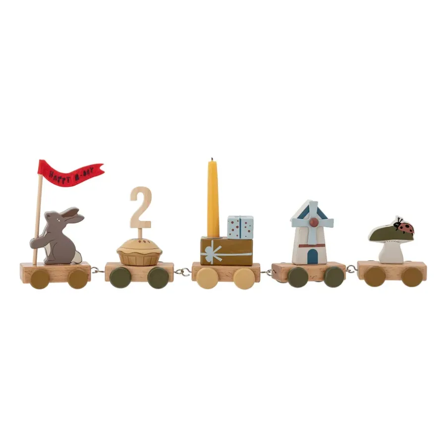 Bloomingville Alfi verjaardagstrein 39 cm, Bruin< Kinderkamer Interieuraccessoires|Kinderkamer Interieuraccessoires