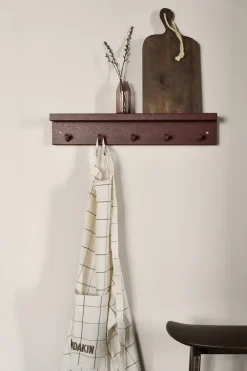 Scandi Living Alley knopplist met plank, Bordeaux< Haken & Hangers