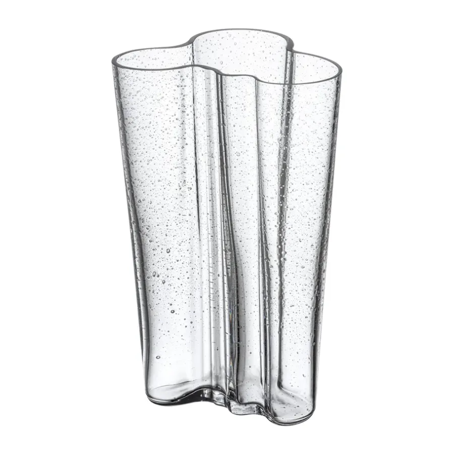 Iittala Alvar Aalto vaas 200 mm, Bubbelglas helder, jubileumeditie< Vazen