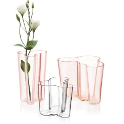 Iittala Alvar Aalto vaas zalmroze, 160 mm.< Vazen