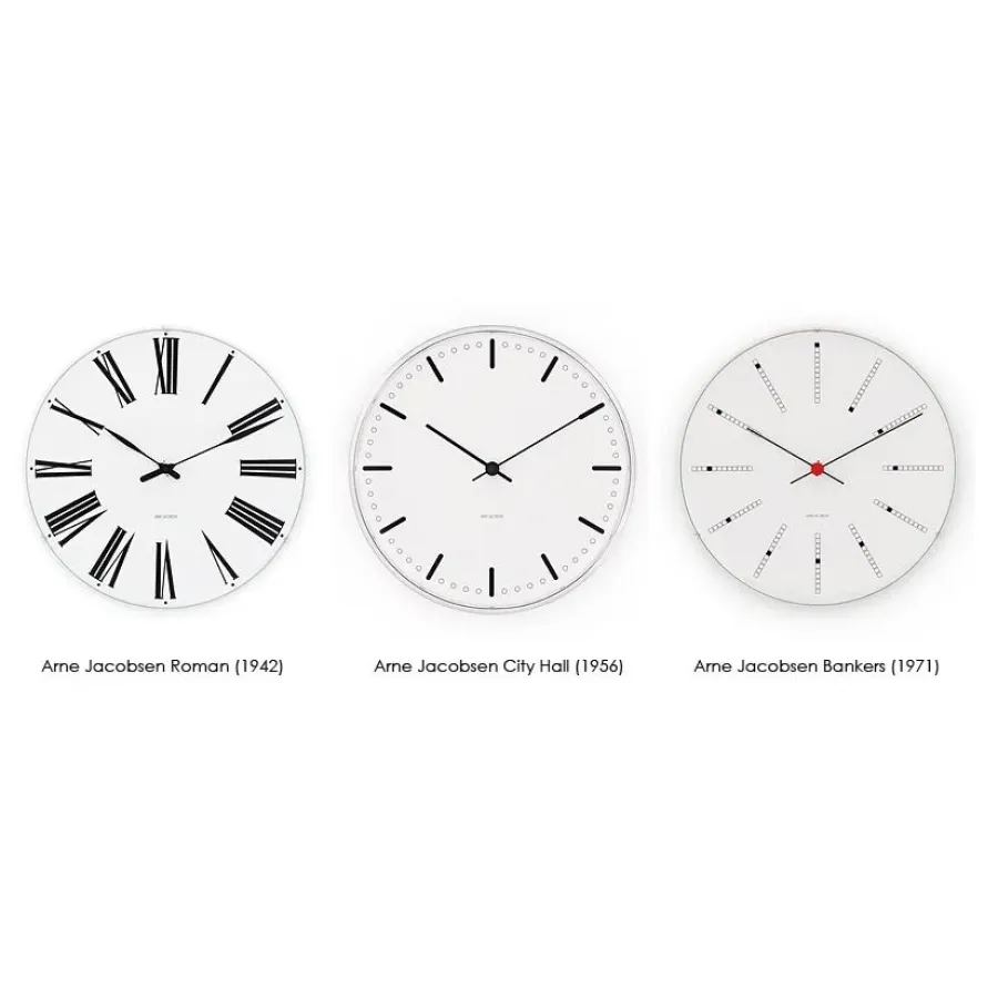 Arne Jacobsen Clocks Arne Jacobsen Bankers klok, Ø 29 cm.< Wandklokken