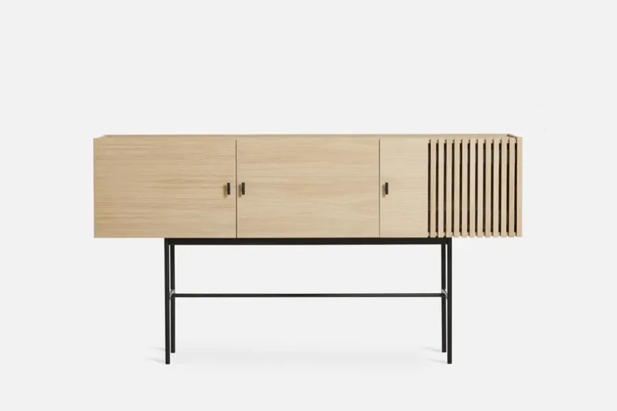 Woud Array bijzettafel, 180 cm, Witgepigmenteerd eikenhout< Ladekasten & Dressoirs
