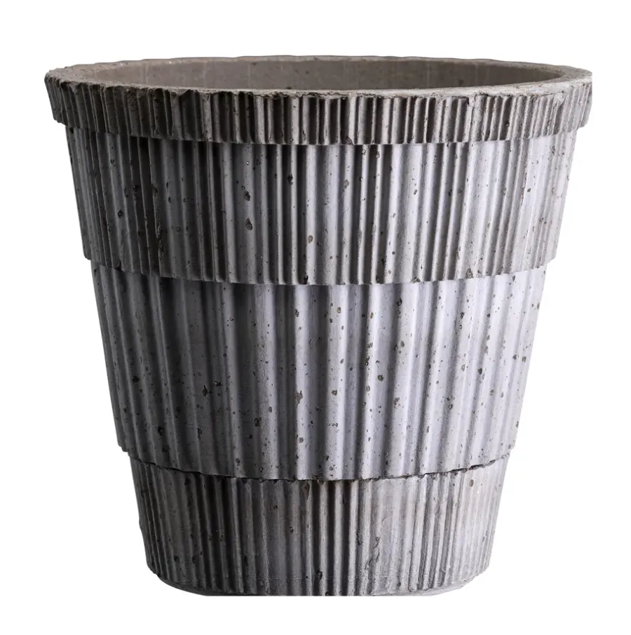 Bergs Potter Atlas raw bloempot met schotel, Grey, Ø21 cm< Bloempotten