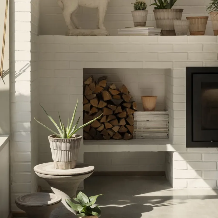 Bergs Potter Atlas raw bloempot met schotel, Grey, Ø21 cm< Bloempotten
