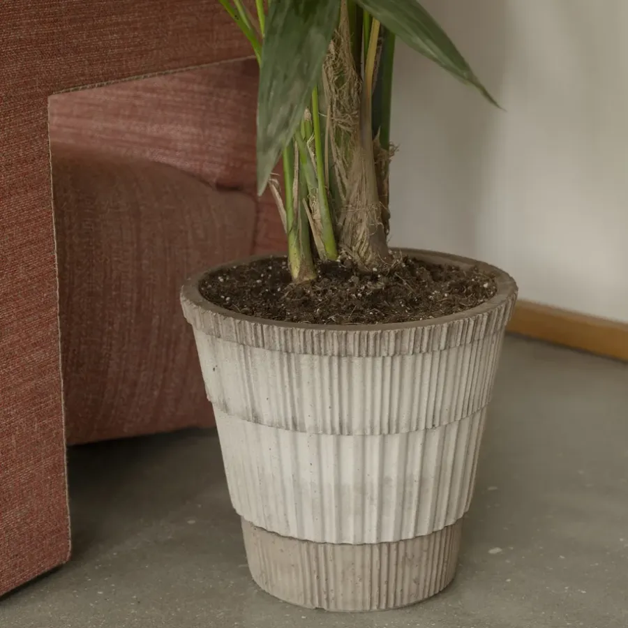 Bergs Potter Atlas raw bloempot met schotel, Grey, Ø21 cm< Bloempotten