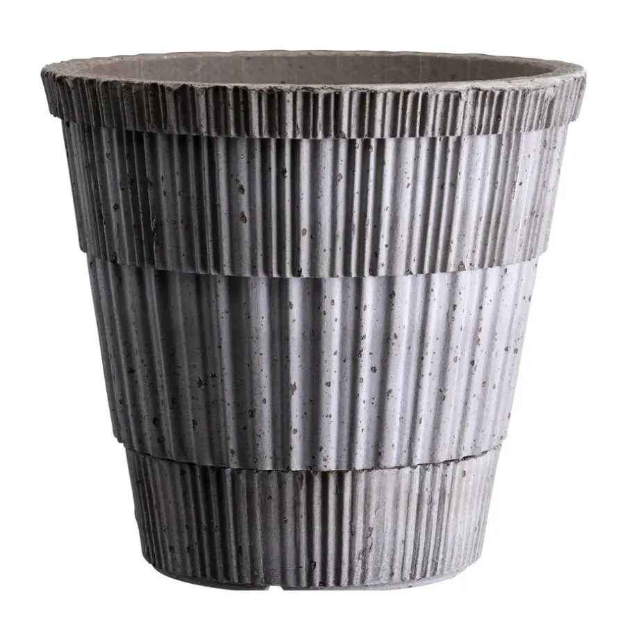 Bergs Potter Atlas raw bloempot met schotel, Grey, Ø18 cm< Bloempotten