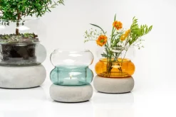 Muurla Bagel vaas/waxinelichtjeshouder 12 cm, Amber< Vazen