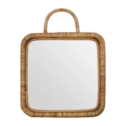 Meraki Baki spiegel met lijst 28x28 cm, Natur< Wandspiegels