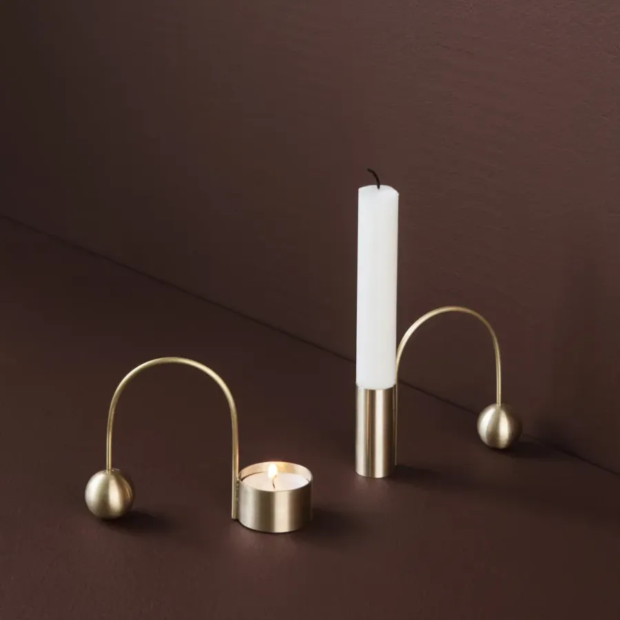 Ferm Living Balance kandelaar messing, kaars< Kandelaars