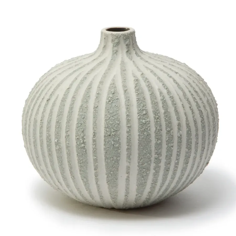 Lindform Bari vaas, Stonestripe light grey rough, M< Vazen