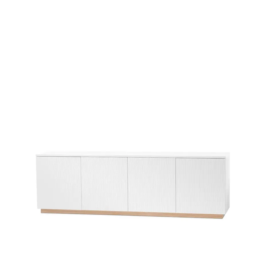 A2 Beam sideboard, witte lak, sokkel van witgeolied eikenhout< Tv- & Mediameubels|Ladekasten & Dressoirs