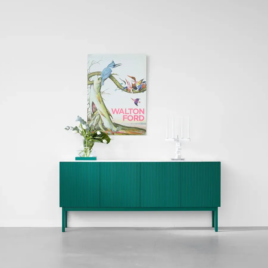 A2 Beam sideboard, witte lak, sokkel van witgeolied eikenhout< Tv- & Mediameubels|Ladekasten & Dressoirs
