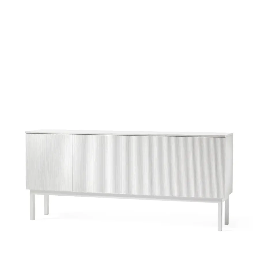 A2 Beam sideboard, witte lak, wit onderstel, blad van carrara marmer< Ladekasten & Dressoirs
