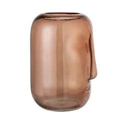 Bloomingville glazen vaas gezicht 25 cm, Bruin< Vazen