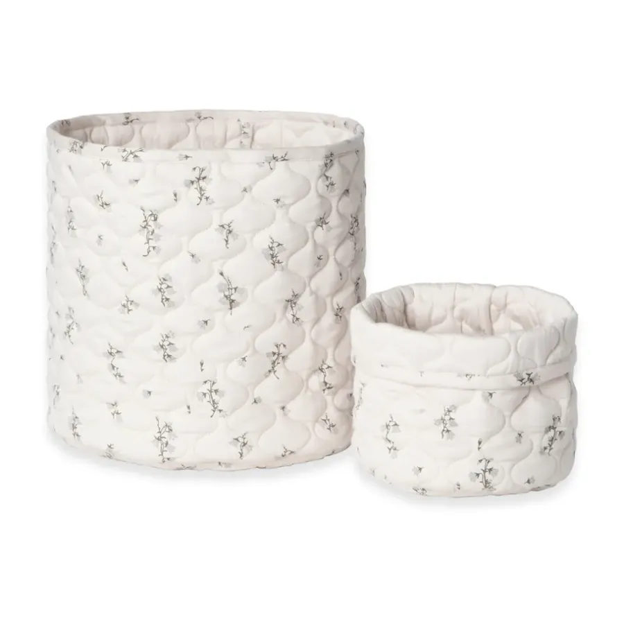 Garbo&Friends Bluebell satijnen gewatteerde mand 2-delig, 20xØ20 cm + 30xØ30 cm< Opbergoplossingen Voor De Kinderkamer|Opbergmanden