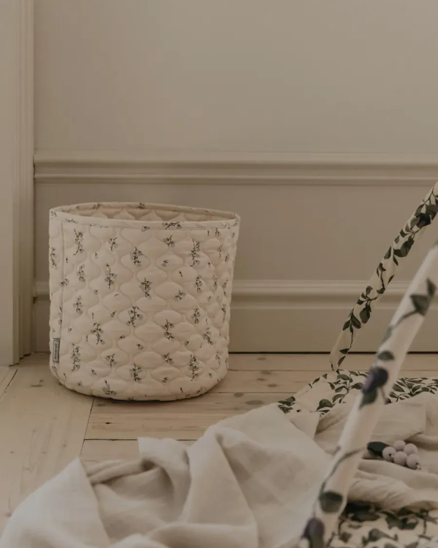 Garbo&Friends Bluebell satijnen gewatteerde mand 2-delig, 20xØ20 cm + 30xØ30 cm< Opbergoplossingen Voor De Kinderkamer|Opbergmanden