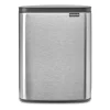 Brabantia Bo afvalemmer 12 l, Matgeborsteld staal< Pedaalemmers