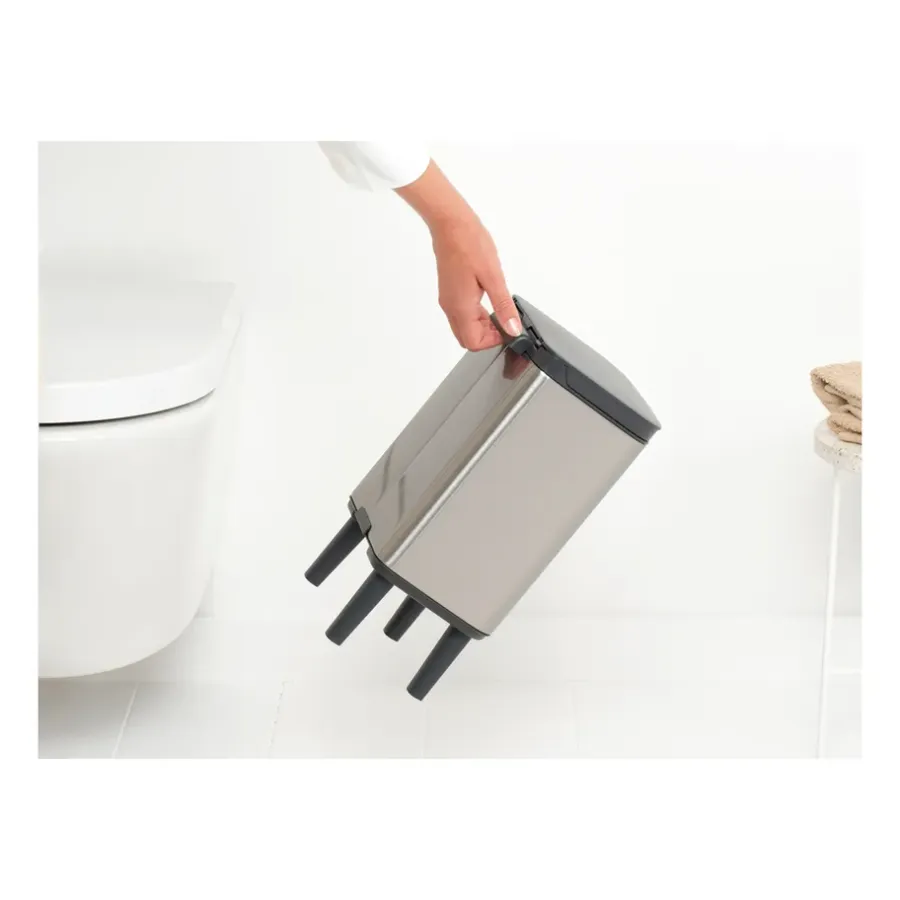 Brabantia Bo afvalemmer hoog 4 l, Matgeborsteld staal< Pedaalemmers