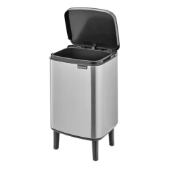 Brabantia Bo afvalemmer hoog 7 l, Matgeborsteld staal< Pedaalemmers