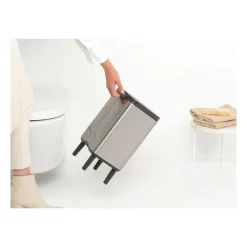 Brabantia Bo afvalemmer hoog 7 l, Matgeborsteld staal< Pedaalemmers