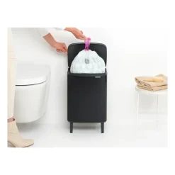 Brabantia Bo afvalemmer hoog 12 l, Matzwart< Pedaalemmers