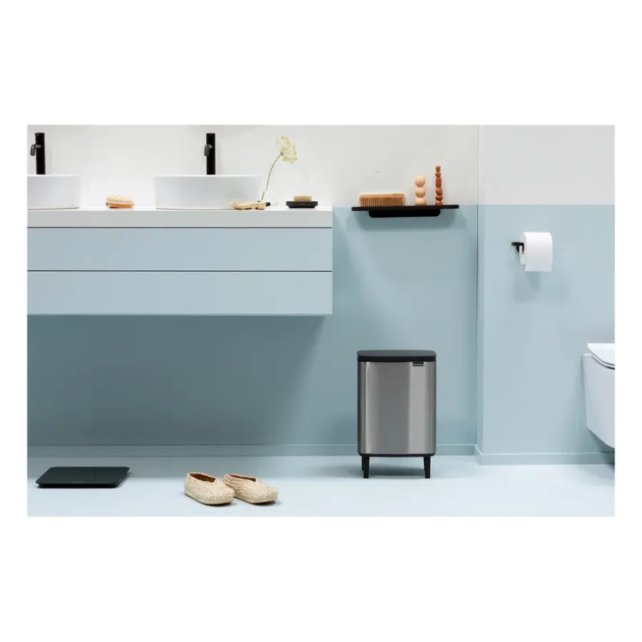 Brabantia Bo afvalemmer hoog 12 l, Matgeborsteld staal< Pedaalemmers