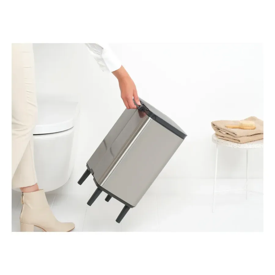 Brabantia Bo afvalemmer hoog 12 l, Matgeborsteld staal< Pedaalemmers