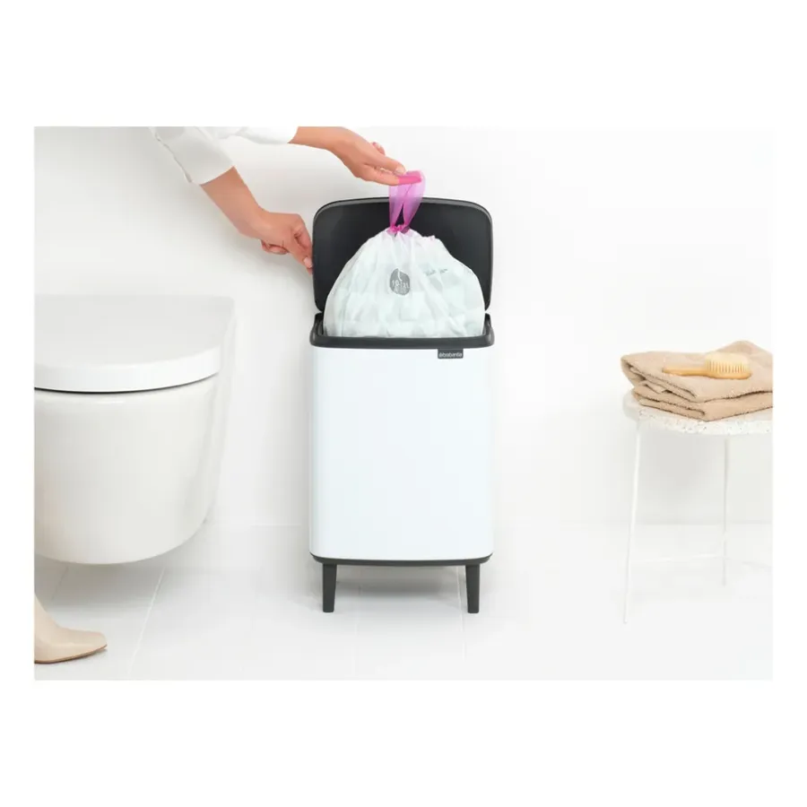 Brabantia Bo afvalemmer hoog 12 l, Wit< Pedaalemmers