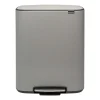 Brabantia Bo bin pedaalemmer 2x30 L, Mineral concrete grey< Pedaalemmers