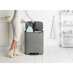 Brabantia Bo bin pedaalemmer 2x30 L, Mineral concrete grey< Pedaalemmers