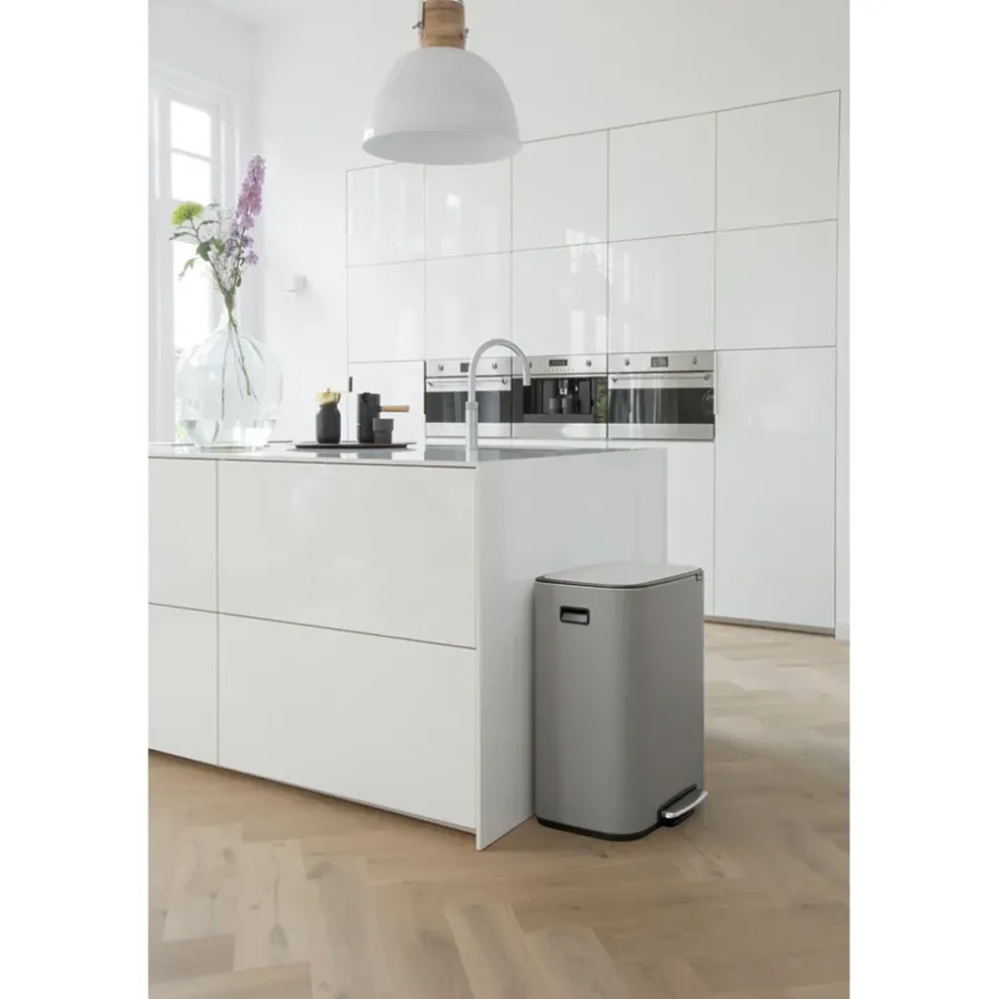 Brabantia Bo bin pedaalemmer 2x30 L, Mineral concrete grey< Pedaalemmers