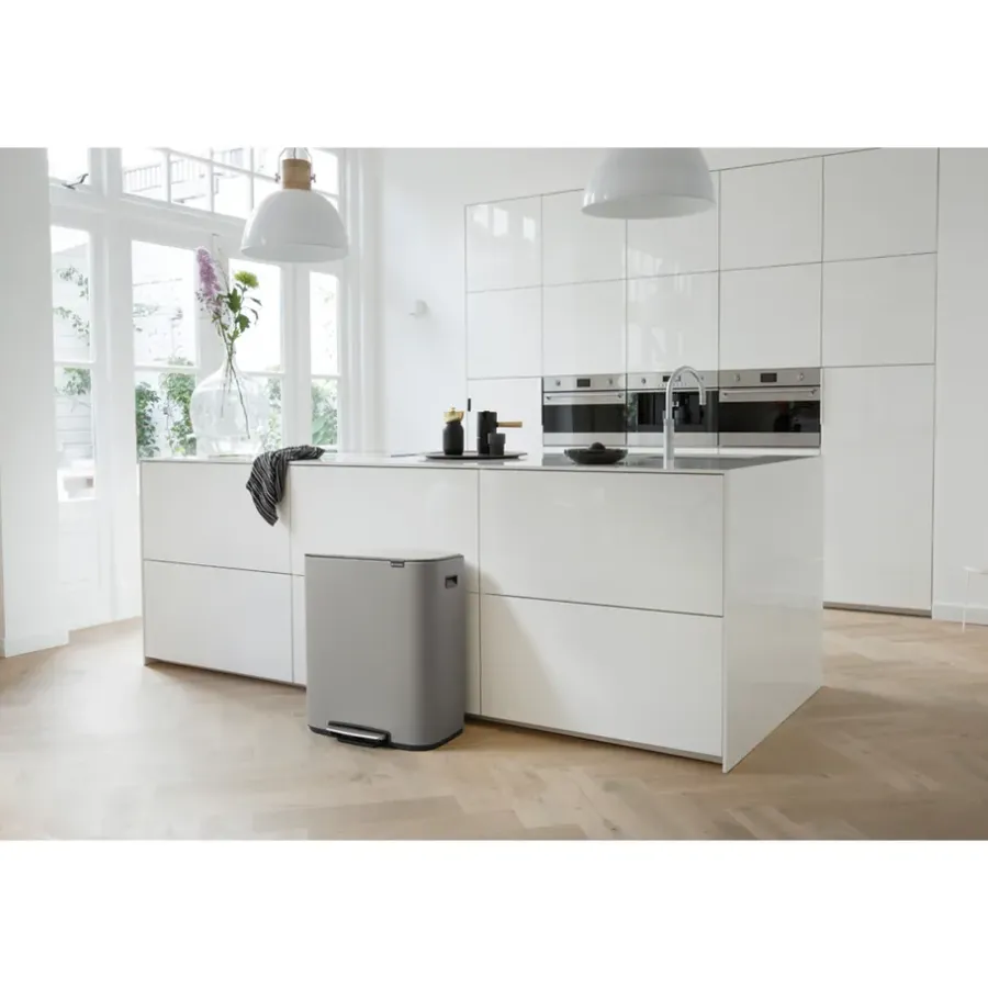 Brabantia Bo bin pedaalemmer 2x30 L, Mineral concrete grey< Pedaalemmers