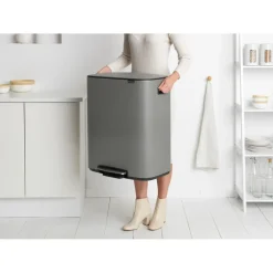 Brabantia Bo bin pedaalemmer 2x30 L, Mineral concrete grey< Pedaalemmers