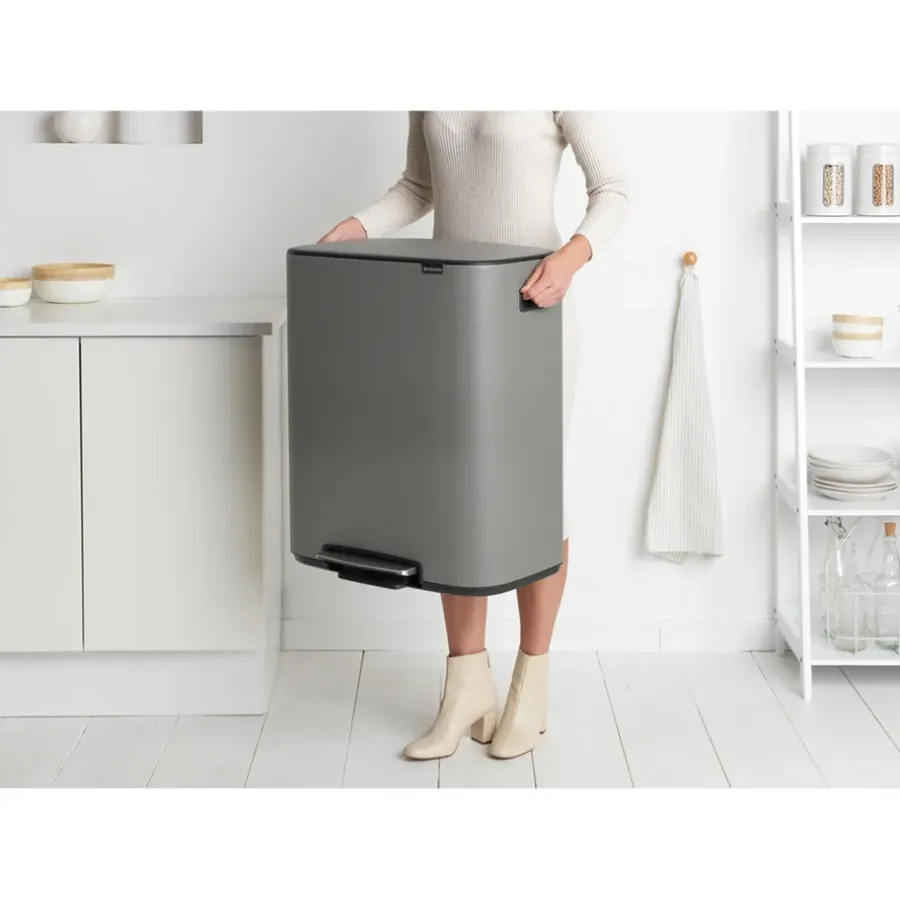 Brabantia Bo bin pedaalemmer 2x30 L, Mineral concrete grey< Pedaalemmers