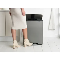 Brabantia Bo bin pedaalemmer 2x30 L, Mineral concrete grey< Pedaalemmers