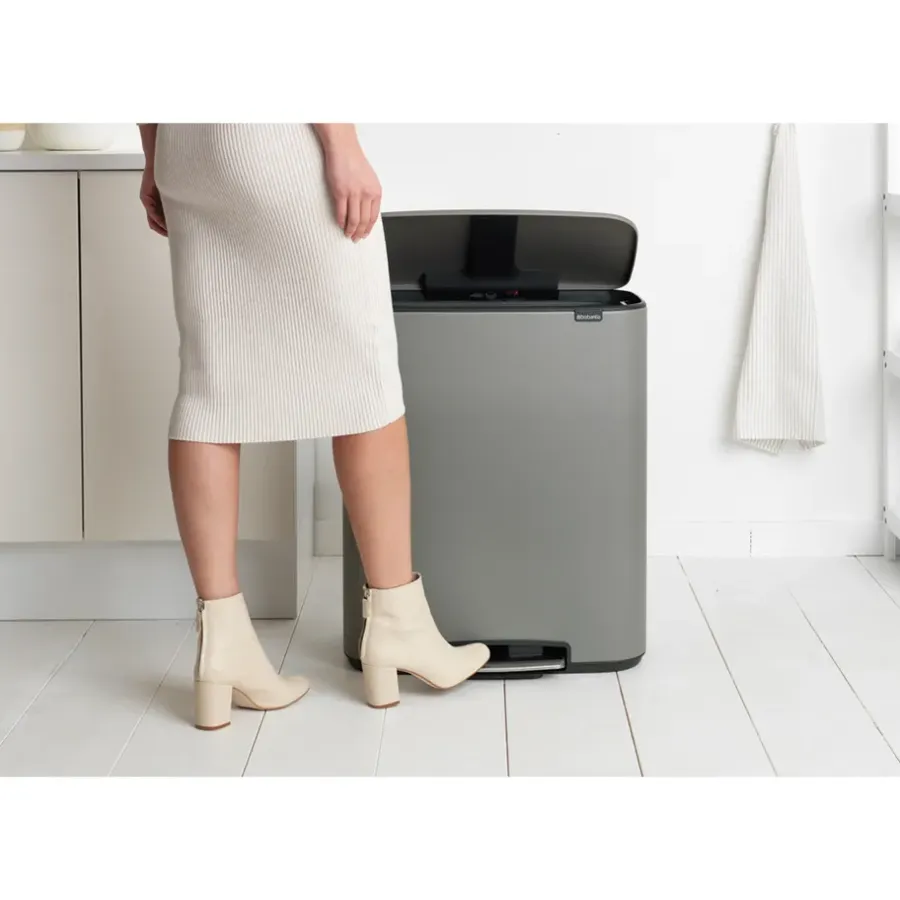 Brabantia Bo bin pedaalemmer 2x30 L, Mineral concrete grey< Pedaalemmers