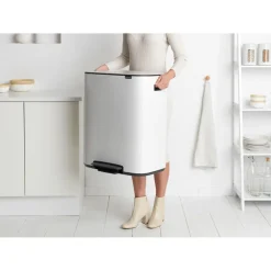 Brabantia Bo bin pedaalemmer 2x30 L, White< Pedaalemmers