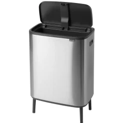 Brabantia Bo touch bin high 60 L, Mat-geborsteld staal< Prullenbakken