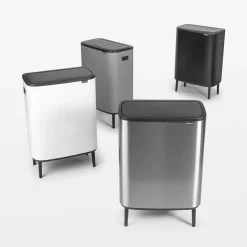 Brabantia Bo touch bin high 2x30 L, Mat geborsteld staal< Prullenbakken