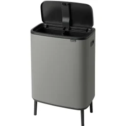 Brabantia Bo touch bin high 2x30 L, Mineral concrete grey< Prullenbakken